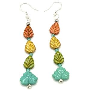Hand Crafted Colorful Leaf Drop Earrings